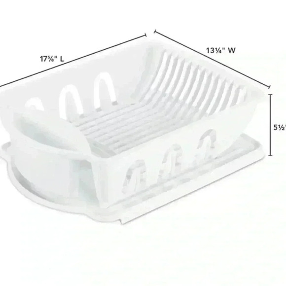 JOEY'Z Heavy Duty Hard Plastic with Dish Rack & Attached Drainboard Cup Holders - Picture 3 of 4